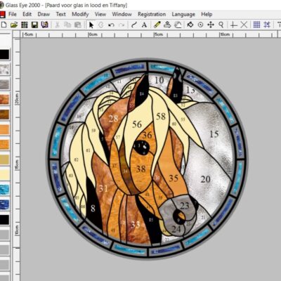 ontwerp paard voor glas in lood en tiffany